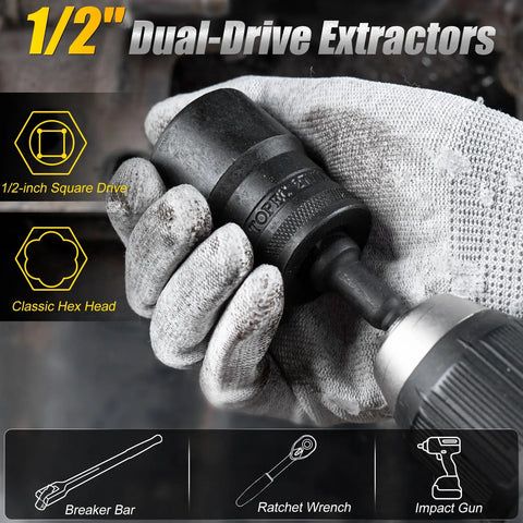 Heavy Duty Beefed Up Lug Nut Remover Socket Set 17 To 36 Millimeters Half Inch Drive Wheel Lock Removal Tool in use.