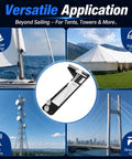 Pro Grade Hands Free Rigging Tension Gauge For Sailboat Shrouds And Wire Rope Standing Rigging Forestays And Cable Rigs Fits Nine Thirty Second Inch Nine Sixteenth Inch And Three Eighths Inch Cables Up To Four Thousand Five Hundred Pound Capacity, used for sailboats and tents