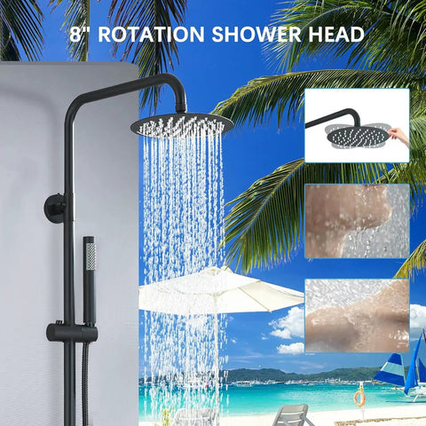 Top Shelf Matte Black Outdoor Shower System With Dual Function Faucet And Handheld Head Grade 304 Stainless Steel Construction Rust Resistant And Smooth As Butter For Effortless Backyard Refreshing