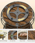 Top view of 10 Inch Lazy Susan Turntable Organizer 2 Tier Round Rotating Spice Rack with wood base and black metal frame