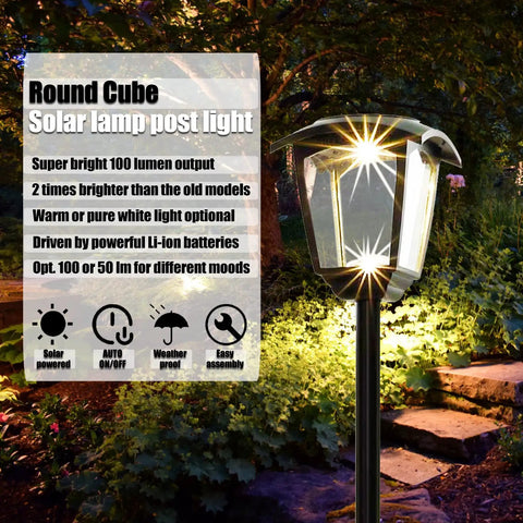 Outdoor Lamp Post Light 68 Inch Tall Waterproof Solar Powered 100 Lumen Pathway Garden Lawn Patio Porch Backyard USB Rechargeable