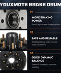 Youxmoto trailer brake drum kit: front view of 12x2 in drum with 8 holes on 6.5 in bolt circle; hub and studs shown