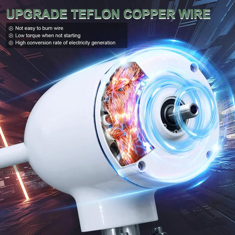 Close-up of teflon copper wire in 800W 48V Wind Turbine With Hybrid Charge Controller Kit Three Blade Outdoor Wind Power Generator