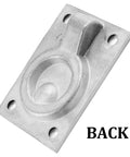 Back view of Set Of 2 Flush Mount Ring Pull Handles In Stainless Steel 304, showing recessed ring and mounting holes, ideal for cabinets.