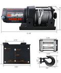 Beefed Up 3000 Lb Electric Winch For Off Road ATVs UTVs Boats And Trailers Waterproof 12V DC Motor dimensions