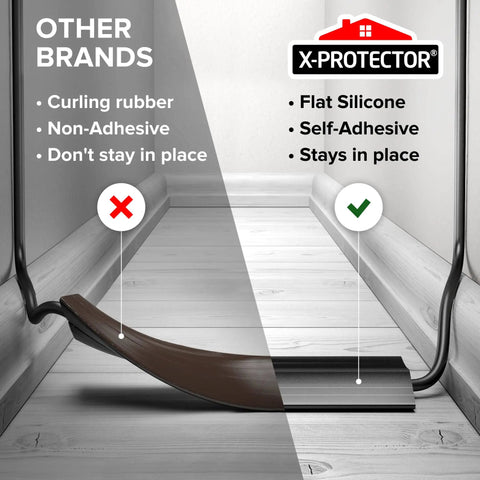Comparison of Overfloor Cord Protector 5 Foot Self Adhesive Silicone Cable Cover with other non-adhesive brands on hardwood floor