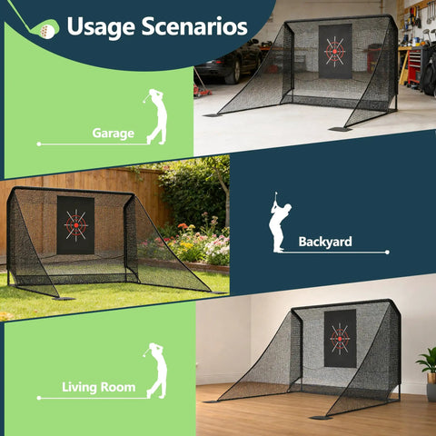 Backyard Golf Practice Net 10x7ft With Auto Ball Return And Side Barriers Pro Grade Easy Setup Weather Resistant Indoor Garage