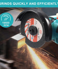 3 Inch Mini Cordless Angle Grinder With Brushless Motor Delivers 19500 RPM For Quick Metal Polishing And Wood Cutting 12V Power Cut Off Tool Includes 2 Batteries And 8 Cutting Wheels Beast Portable Blue grinding metal with sparks