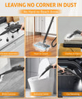 Heavy Duty Handheld Steam Cleaner For Spotless Home Cleaning Powers Through Stubborn Kitchen Grease Tile Scuffs And Carpet Stains Gets The Job Done Without Breaking A Sweat using for kitchen utensils, floor, and bathroom.