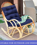 Six Pack Outdoor Patio Chair Cushions 20x40 Inch Waterproof All Weather Thickened Seat Pads For Rocking Deck Garden Furniture Navy Blue With Durable Stitching And Long Lasting Comfort on wooden rocking chair