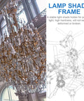 Spring Clip Lamp Shade Bracket Set For DIY Pendant Lights, 3 Fork Metal Holder, displayed next to a large crystal chandelier.