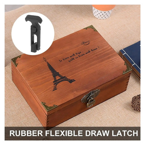 Six Pack Rubber T Handle Latches For Toolbox Cooler Hood And Tool Box Flexible Draw Closure Replacement shown with a wooden box