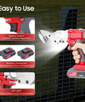 36V Corded Metal Shears With Variable Speed And Swivel Head For Sheet Metal Cutting showing speed switch and LED light in use