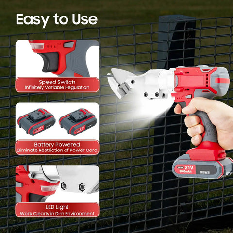 Cordless 21V Metal Shear With Swivel Head Two Speed Cutter For Sheet Metal Cutting 600W Beast Power Tool With 1500mAh Battery For Steel Aluminum And Stainless Steel, cutting fence mesh
