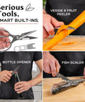 All Stainless Steel Kitchen Scissors Heavy Duty Shears For Food Prep Cut Chicken Seafood Veggies Fruit And Tough Meat With Ergonomic Grip Handles And Lifetime Replacement Warranty, stainless multi-tool in use