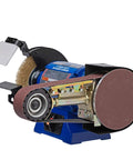 No Sweat Heavy Duty 2X36 Belt Grinder Attachment With One Horsepower Motor Bench Grinding Kit for tool sharpening.