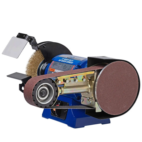 No Sweat Heavy Duty 2X36 Belt Grinder Attachment With One Horsepower Motor Bench Grinding Kit for tool sharpening.