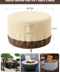 Round Fire Pit Cover Waterproof Built Tough All Weather Outdoor Heavy Duty Gas Fire Pit Table Cover With Air Vent And Handle 600D Oxford Fabric Protects From Sun Rain Snow Dust.
