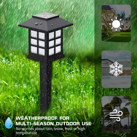 Solar Outdoor Lights 12 Pack Waterproof Pathway LED Landscape Lighting For Walkways Driveways Patios Yards And Lawns lamp in rain