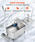 VEVOR Commercial Mobile Fryer Filter Truck Cart 55 Liter Oil Filtration System stainless steel with easy clean design and tool-free components.