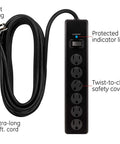 Six Outlet Surge Protector With A 20 Foot Extension Cord For Your Home Office, Workshop Or Garage, A Real Power Hub With 800 Joules Of Protection