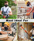 People wearing a Three Color Reusable Dust Mask Respirator for Woodworking and Construction with 99.9 Percent Carbon Filters.