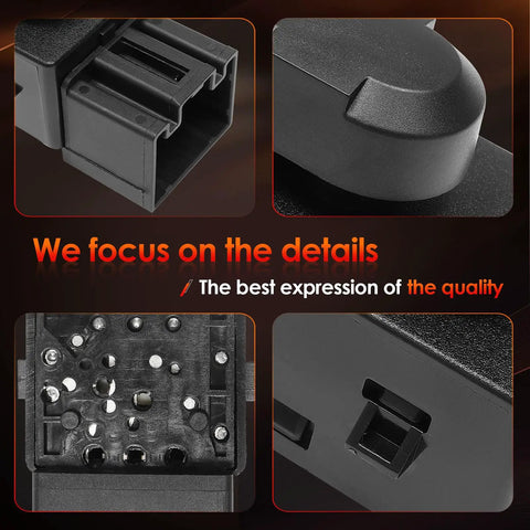 Replacement Power Seat Switch Driver Side Fits 09 14 F150 And 08 17 F250 F350 Crew Cab Trucks With OEM Fit And Premium Quality Easy Install Direct Replacement Durable Construction High Reliability Quiet Operation Seamless Function black ABS power seat switch close-up