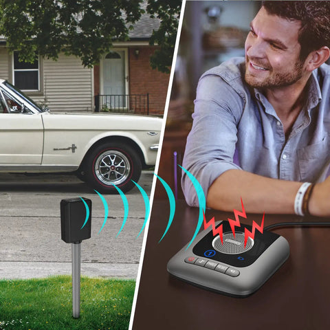 Solar Wireless Driveway Alarm For Cars Only Easy Car Only Vehicle Detector With Low False Alarms Weatherproof Outdoor Sensor Works In Rain Or Snow Temperature Range Minus Four To One Forty Fahrenheit Quick Setup And Reliable Alerts, driveway sensor and receiver