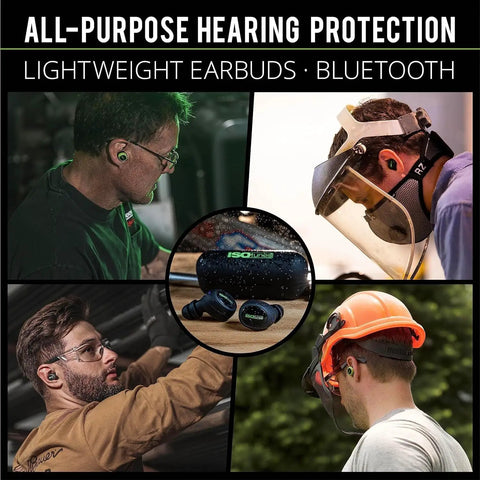 Free Two Point Zero Bluetooth Hearing Protection Earbuds With 25 dB NRR OSHA Approved Wireless Headphones in use