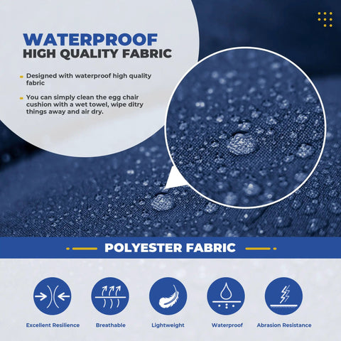 Close-up of waterproof breathable polyester fabric for Wicker Chair Cushions Set Waterproof Outdoor Cushions For Patio Furniture 3 Piece Blue With 1 Loveseat And 2 U Shaped Cushions Durable Polyester Weatherproof Breathable Fade Resistant Comfy Cushions.