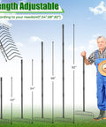 Heavy Duty Lawn Rake With 11 Stainless Tines And 82 Inch Adjustable Handle, 16.5 Inch Wide Head, shown with length options