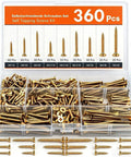 Flat Head Wood Screws Set Assortment 360 Pieces With Phillips Driver Bit Self Tapping Screws For Wood And Metal Zinc Plated Countersunk Full Thread Easy To Install Durable Bit Included Ideal For DIY Home Projects., 360-piece zinc-plated M3 M3.5 M4 self-tapping screws set with PH2 bit in organizer box