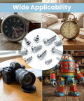 800 Piece Tiny Screw Assortment Kit With 16 Metric Micro Screws next to camera, watch, clock, and toy robot