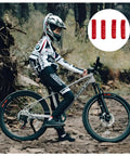 Cyclist with mountain bike using Two Pairs Silicone Brake Grip Protector Covers For Road And Mountain Bikes Red Non Slip Brake Lever Sleeve