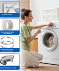 Woman using washer with Magnetic Dryer Vent Kit With Self Aligning Quick Connect Strong Airtight Seal Includes Flexible Hose And Clamps