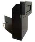 Drop Dead Secure Exterior Door Drop Box With Rear Access For Mail And Keys Anti Fishing Security Design Built Tough Zero Drama Operation In Matte Black side view with keyhole