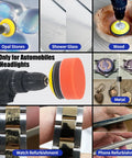 133-piece 3-inch sanding disc kit with yellow pad; shown for wood, metal, glass, watches and phones.