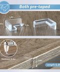 Real Solid Baby Proof Corner Protectors And Clear Edge Guards With Super Sticky Backing, 1.5in corner covers displayed on wood.