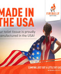 Fast Dissolving Two Ply RV Toilet Paper That Is Septic Tank Safe Made In USA Eight Roll Pack with child wearing American flag