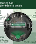 Roomba 205 DustCompactor Vacuum Robot With No Dock Needed and 60 Days Between Empties showing brush and suction features