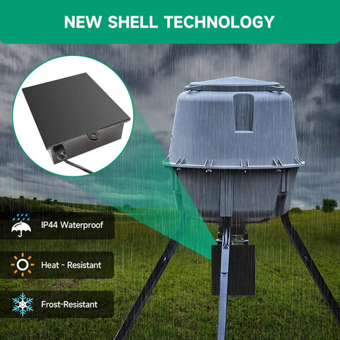 Heavy Duty 12V Battery Box Housing Built Tough For Deer Feeders And Gate Openers with weatherproof black shell technology.