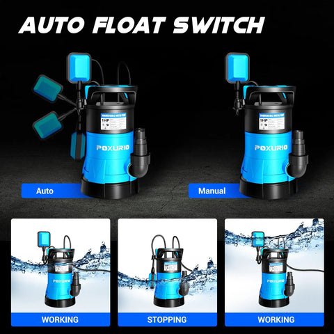 Workhorse Submersible Sump Pump 1HP 5300GPH High Flow Water Transfer Pump With Automatic Float Switch demonstration