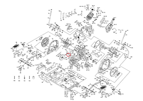 Hydra Fitness magnet eddy current brake flywheel exploded view showing internal mechanism components for elliptical