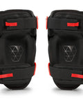 Weight Dispersion Foam Pro Grade Knee Pads With Thigh Stabilization For Floor And Roof Projects Built Tough Poly Shell And 1680D Lining Adjustable Fit For All Day Comfort One Pair, showing front view with red straps