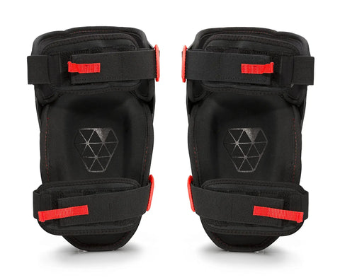 Weight Dispersion Foam Pro Grade Knee Pads With Thigh Stabilization For Floor And Roof Projects Built Tough Poly Shell And 1680D Lining Adjustable Fit For All Day Comfort One Pair, showing front view with red straps