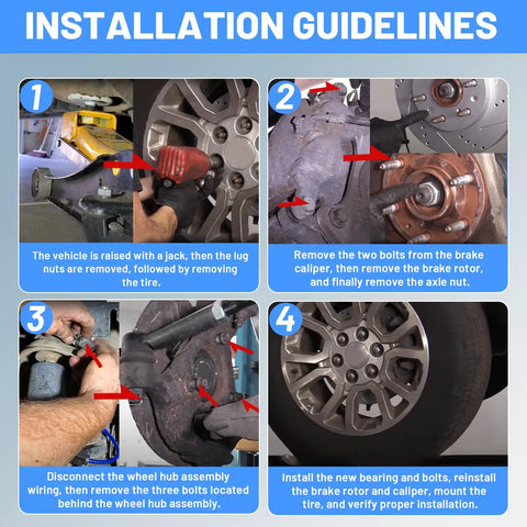 Step-by-step installation of 6 Piece Front Wheel Hub Bearing Mounting Bolt Kit For Chevy SUVs And Trucks Fits Suburban 15719028.