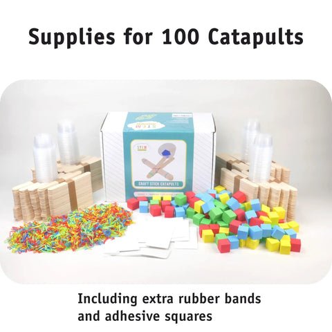 Supplies for 100 Pack Mini Catapults For Classrooms And Camps Complete STEM Project Set For Hands On Learning Ages 8 Plus