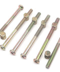 M8 X 110mm Half Thread Furniture Barrel Screws Kit For Beds And Tables, bolts and nuts arranged on white background