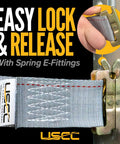 Beefy Heavy Duty E Track Straps 2 Inch By 16 Foot 4 Pack With 3 Spring E Fittings 4400 Pound Break Strength gray easy lock