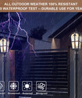 Two Pack 17 Inch Outdoor Post Light Fixtures With Motion Sensor And Dusk To Dawn, weatherproof black pillar lanterns in rain